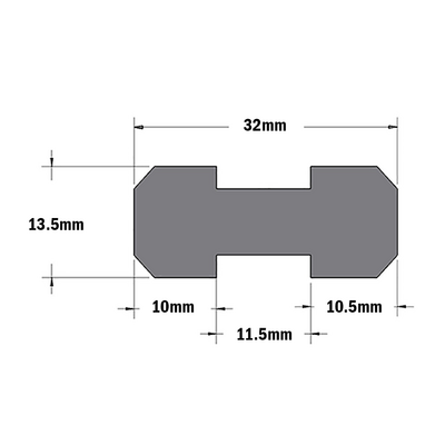 61-250-0 MODULAR SOLUTIONS SLIDE PROFILE DUAL PROFILE GUIDE 32MM, 2M
